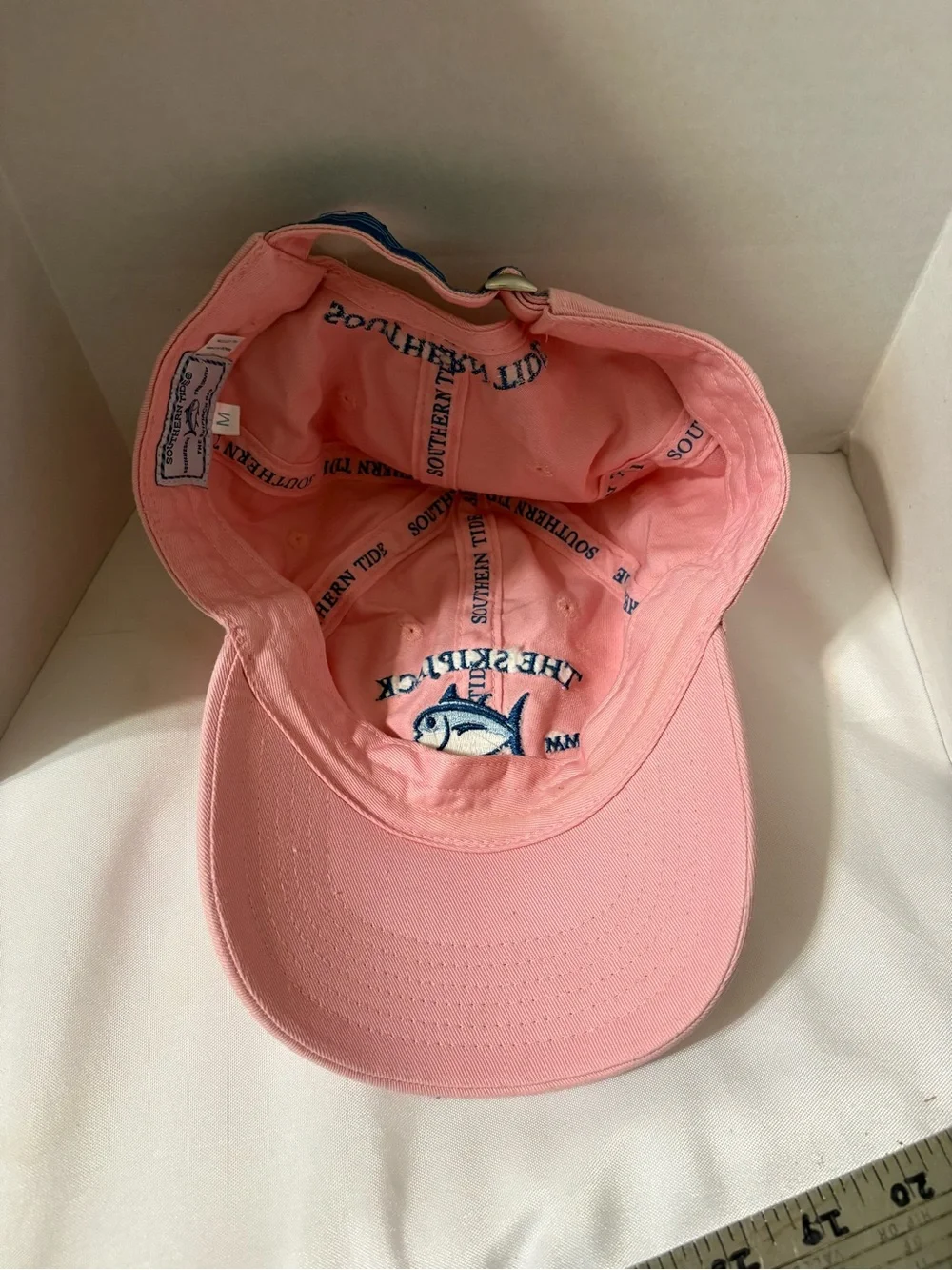 Southern Tide hat Pink Skipjack Embroidered Baseball Cap pink blue women medium